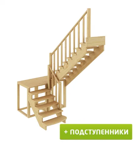 Лестница К-004м/4 с подступенками П бук