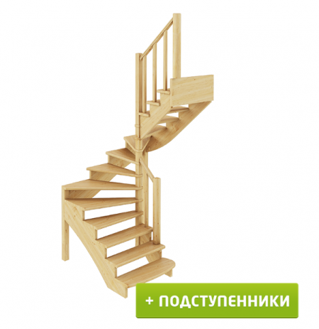 Лестница К-003м/2 с подступенками П бук