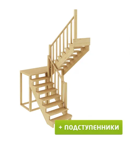 Лестница К-004м/1 с подступенками П дуб