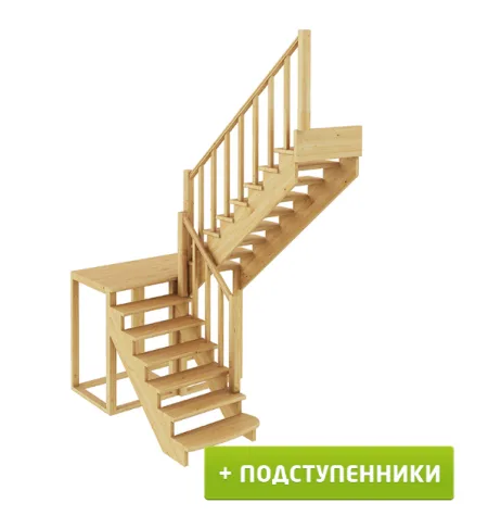 Лестница К-004м/3 с подступенками П бук