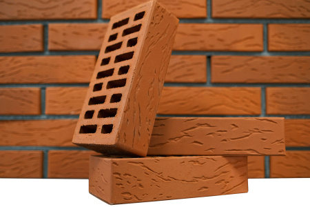 Арский кирпич лицевой 1НФ красный рустик кора дерева Арский кирпич лицевой 1НФ красный рустик кора дерева