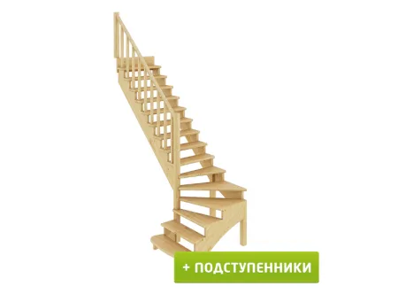 Лестница К-001м/3 с подступенками Л сосна