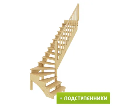 Лестница К-001м/3 с подступенками П бук